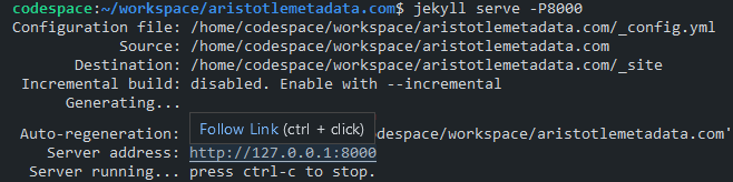 Jekyll in Codespaces
